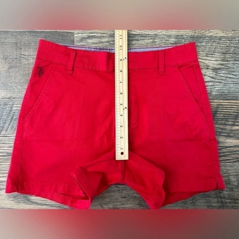 U.S. Polo‎ Assn. Womens Classic Chino Shorts Pockets Red Cotton Casual Size 7